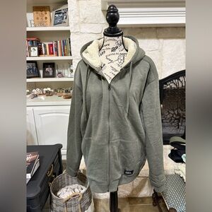 Eddie Bauer Green Sherpa-Lined Zip Hoodie